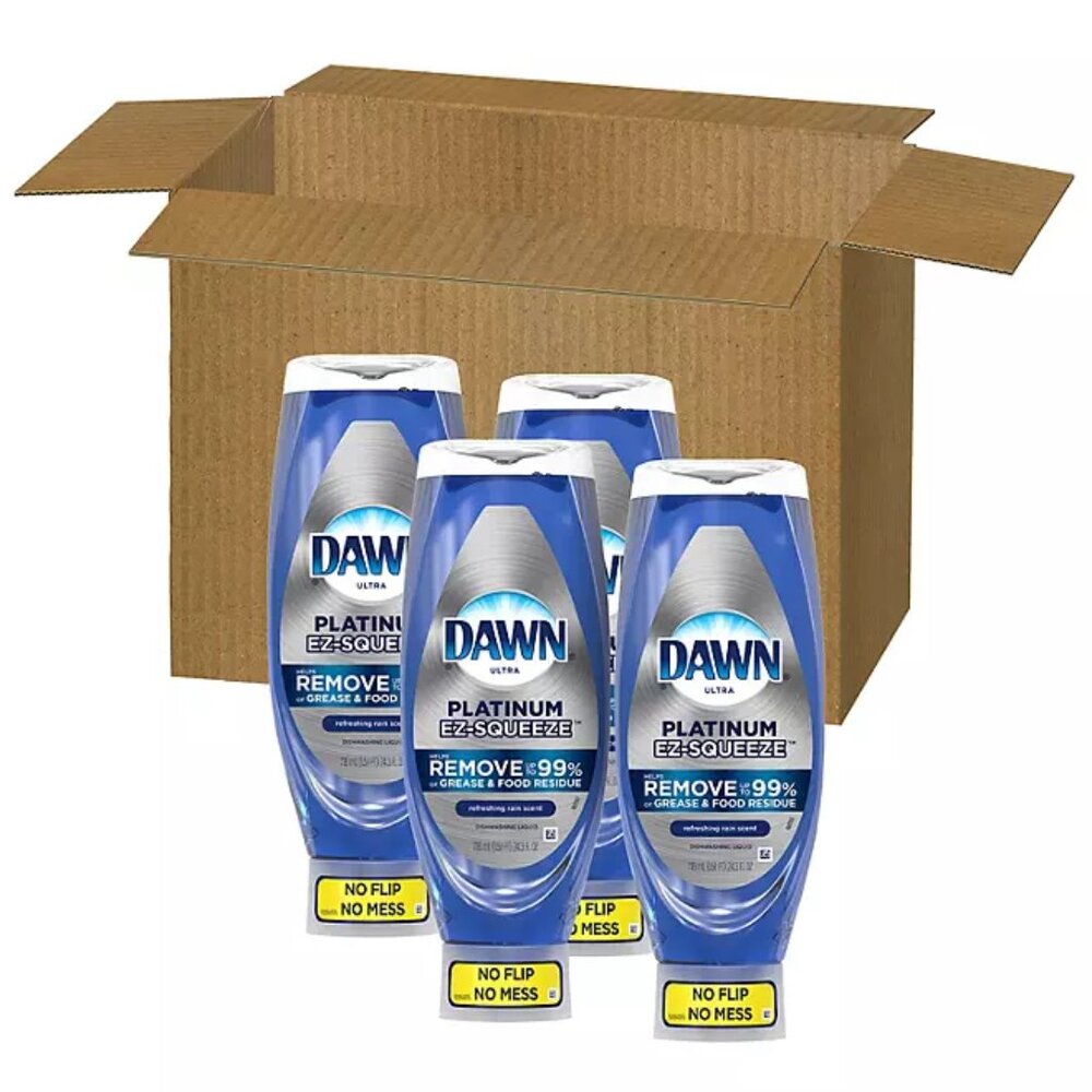 Dawn EZ-Squeeze Platinum Liquid Dish Soap, Fresh Rain Scent, 4 pk., 97.2 fl. oz.